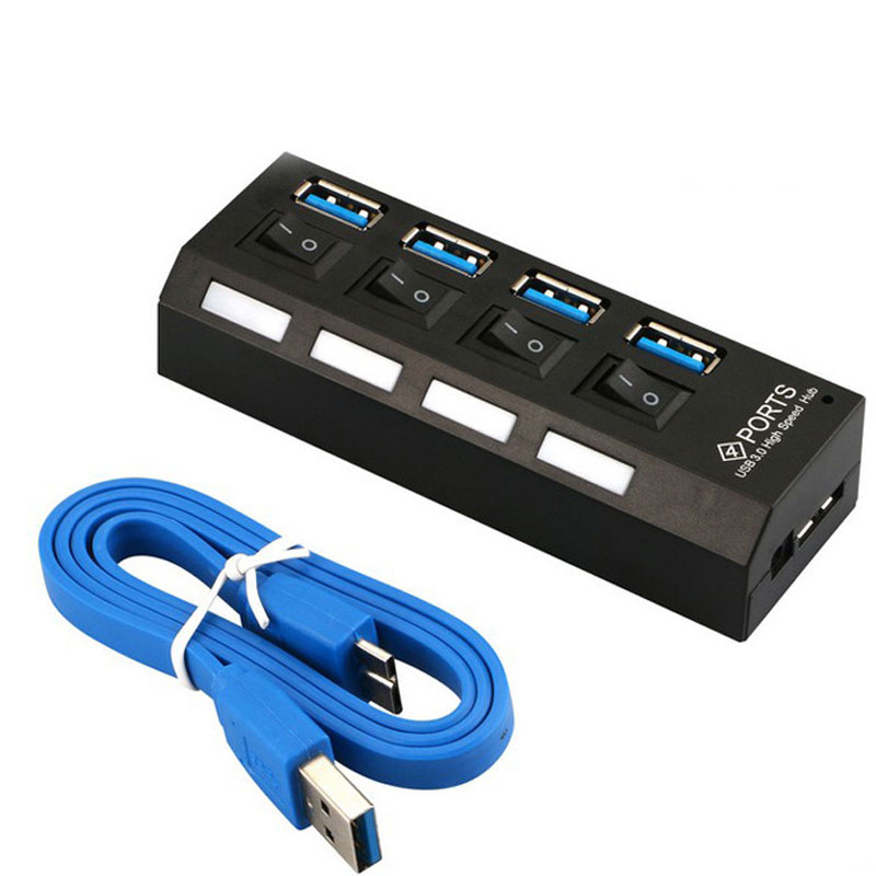 2017 Portable Multi USB3.0 Hub 4 Ports USB 3.0 HUB With On/Off Switch For Desktop Laptop USB Devices With USB Cable