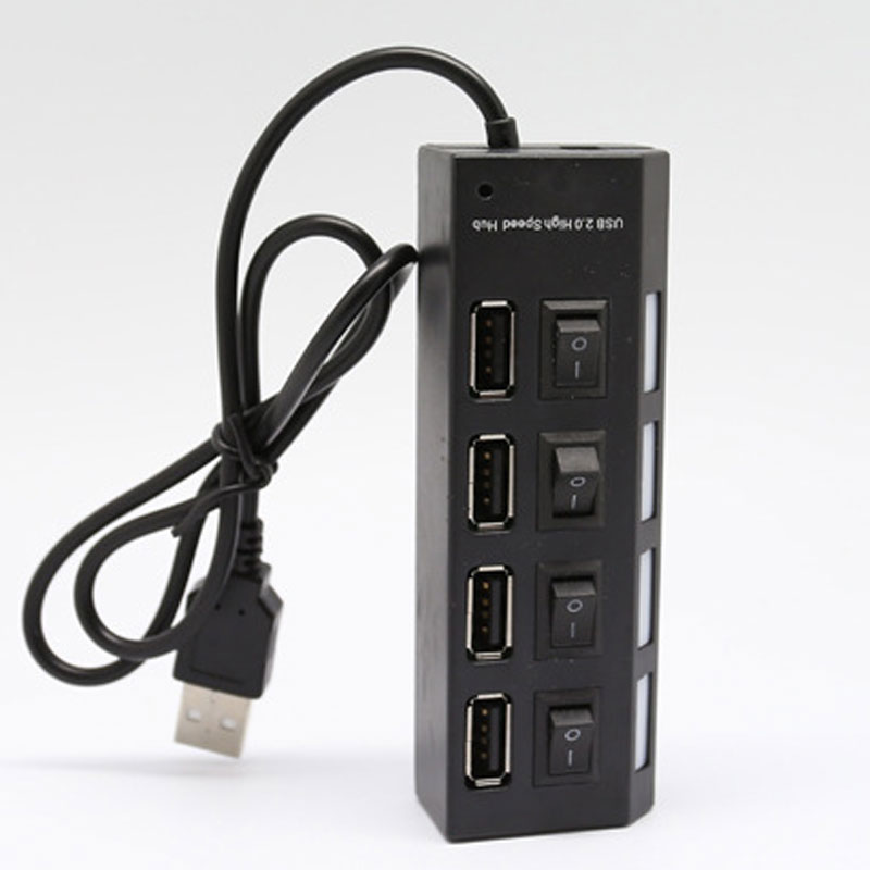 HOT Micro 4 Port USB Hub 2.0 High Speed USB 2.0 Hub USB Splitter With ON/OFF Switch For Tablet Laptop Computer Notebook
