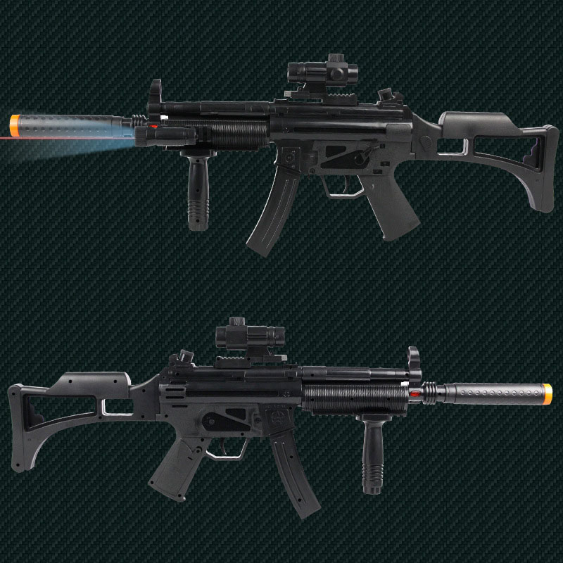 Black Imitation Submachine Toy Gun Flashing Sounding Electronic Shooter Military Gun Toy