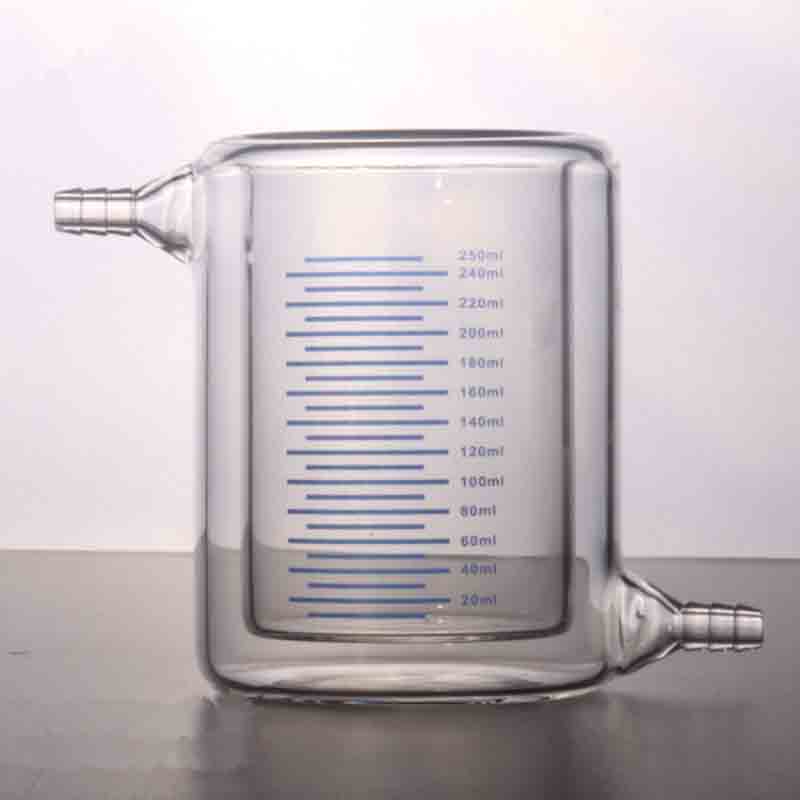 250ml Laboratory Jacketed Borosilicate Glass Beaker Double Layer Beaker for Photocatalytic Experiment